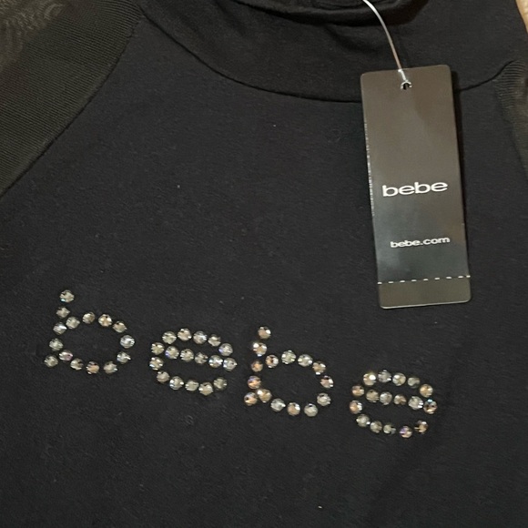 ๐ค New BEBE Black Midi Bodycon Sheer Sleeve Dress๐ค - Picture 3 of 5